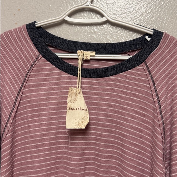 Hem & Thread Mauve and Black Striped Long Sleeve Top - Picture 7 of 11